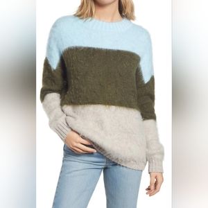 NWT BP. Oversize Brushed Pullover in Blue Trixie Multi Stripe Size Small